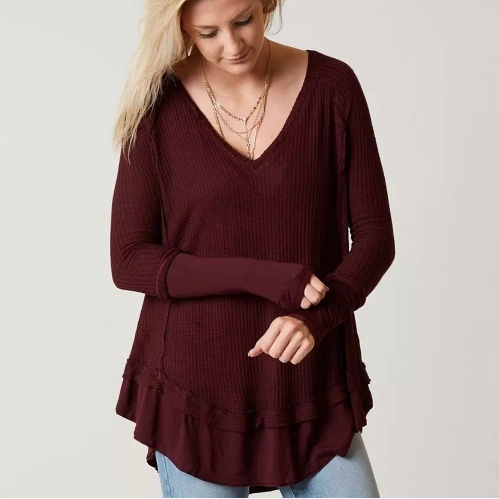 We the Free Maroon Laguna Long Sleeve Thermal S
